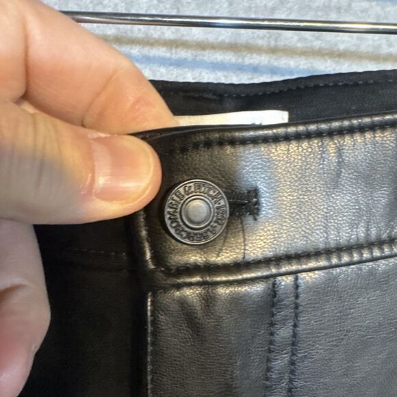 Abercrombie & Fitch Straight Ultra High Rise Vegan Leather Pants Sz 31/12 VTG - Picture 3 of 13